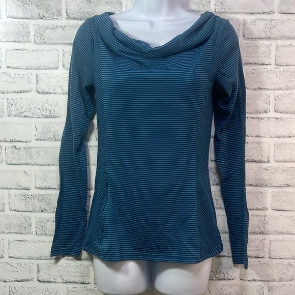 REI Slouching Neckline Zipper Pocket Stripe Top Small - Picture 1 of 8